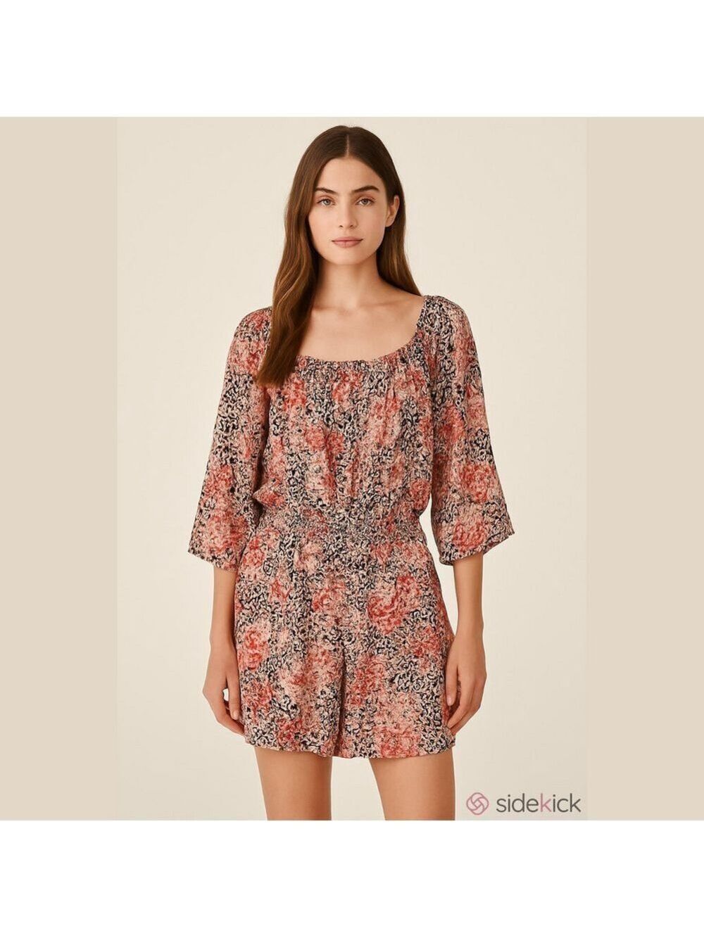 Toxik Romper Floral Leopard Print Skort, SZ 3X, Pretty red and pink floral (T3)